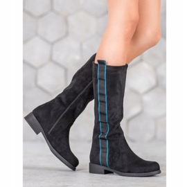 SDS Bottes en daim avec une ceinture le noir 2