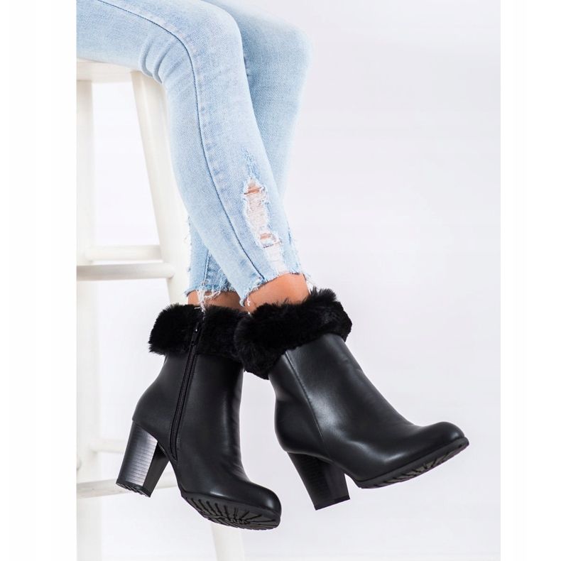 Goodin Bottes sur un poteau avec fourrure noir 1