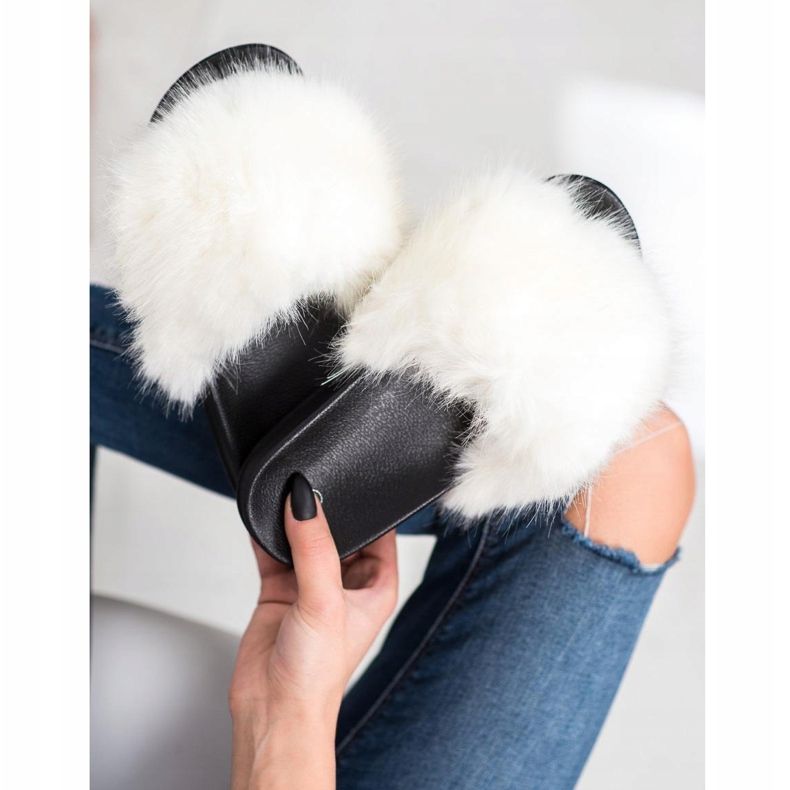 SHELOVET Pantoufles De Fourrure Confortables blanche 1 SHELOVET Pantoufles De Fourrure Confortables blanche 1