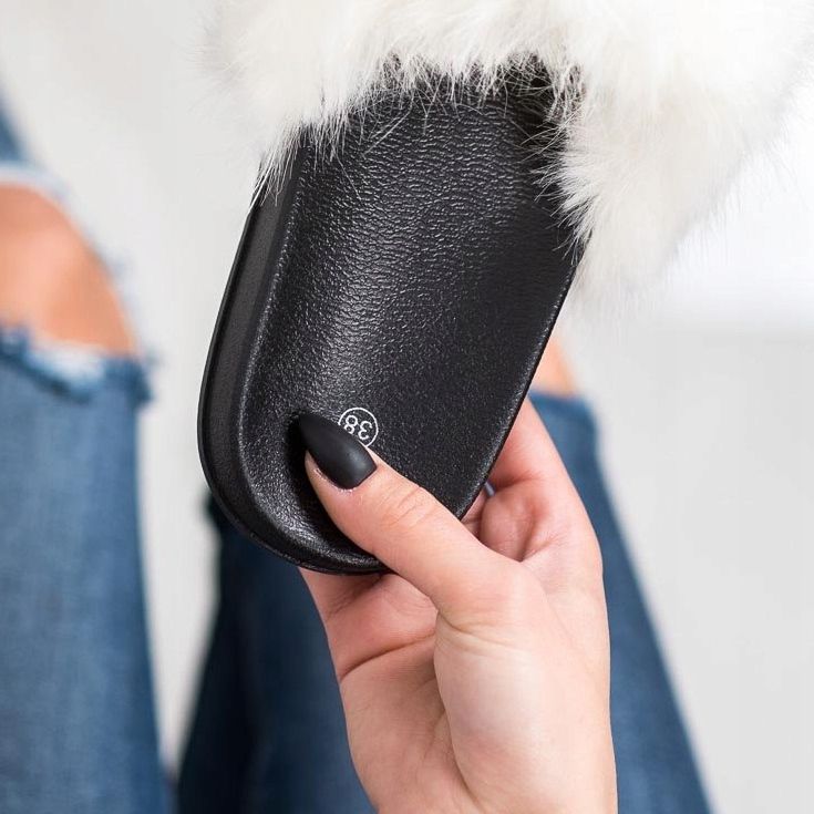 SHELOVET Pantoufles De Fourrure Confortables blanche 2 SHELOVET Pantoufles De Fourrure Confortables blanche 2