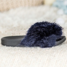 SHELOVET Pantoufles De Fourrure Confortables bleu 1