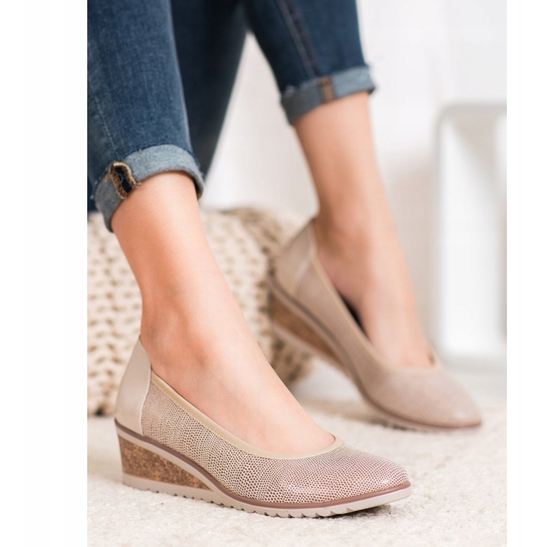 Ballerines élégantes VINCEZA beige brun 1