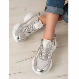 Goodin Baskets en cuir argentées gris 1