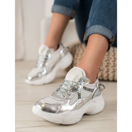 Goodin Baskets en cuir argentées gris 2