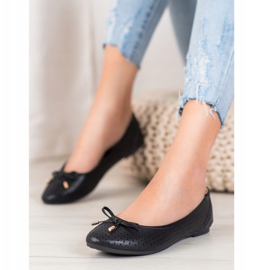 SHELOVET Ballerine Ajourée Avec Eco Cuir noir 1