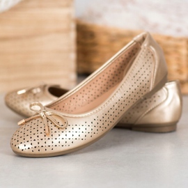 SHELOVET Ballerine Ajourée Avec Eco Cuir doré 1