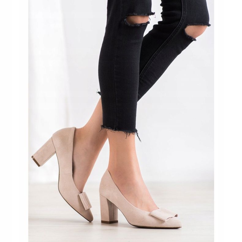 W. Potocki Escarpins à paillettes avec nœud beige 2