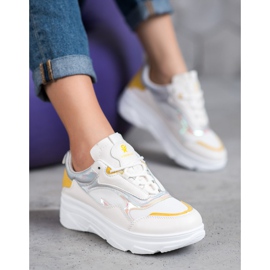 SHELOVET Baskets blanches à la mode jaune 3