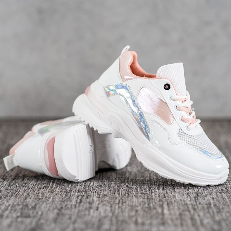 SHELOVET Baskets élégantes en cuir écologique blanc multicolore 1
