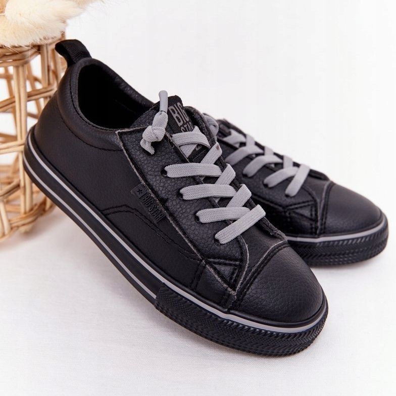 Baskets en cuir écologique Big Star pour enfants HH374038 noires 2