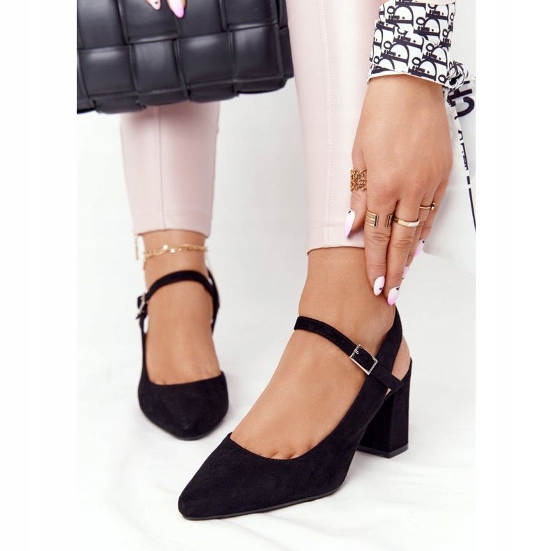 Escarpins En Daim Sur Une Barre Sergio Leone PB446 Noir 2