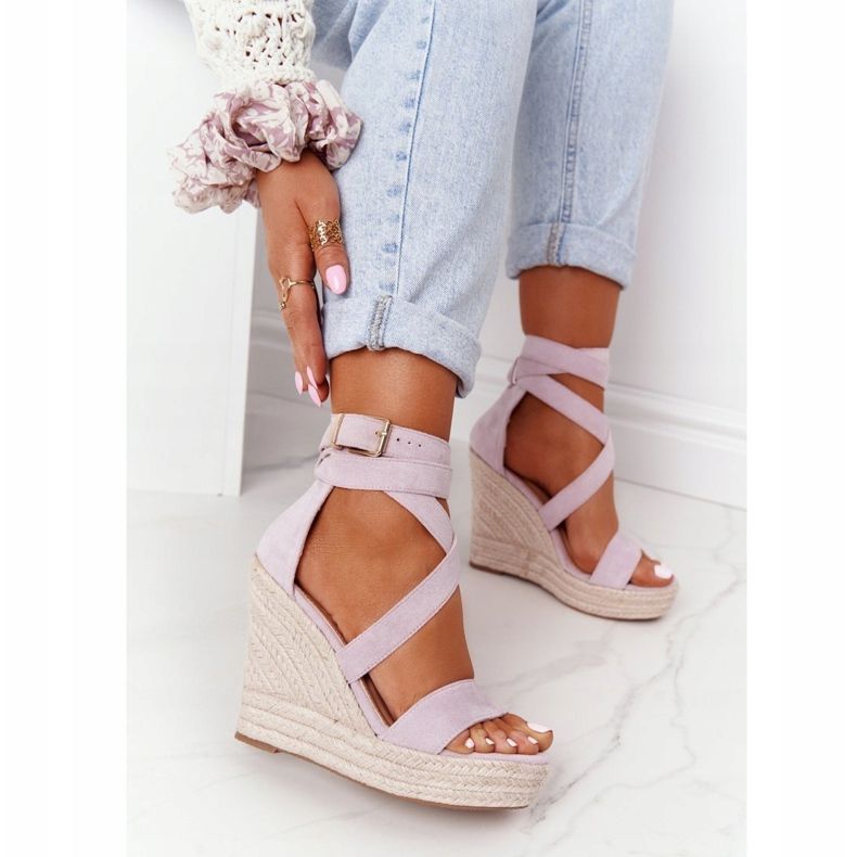 MSMG Sandales Compensées Avec Tressé Violet Lanzarote 1