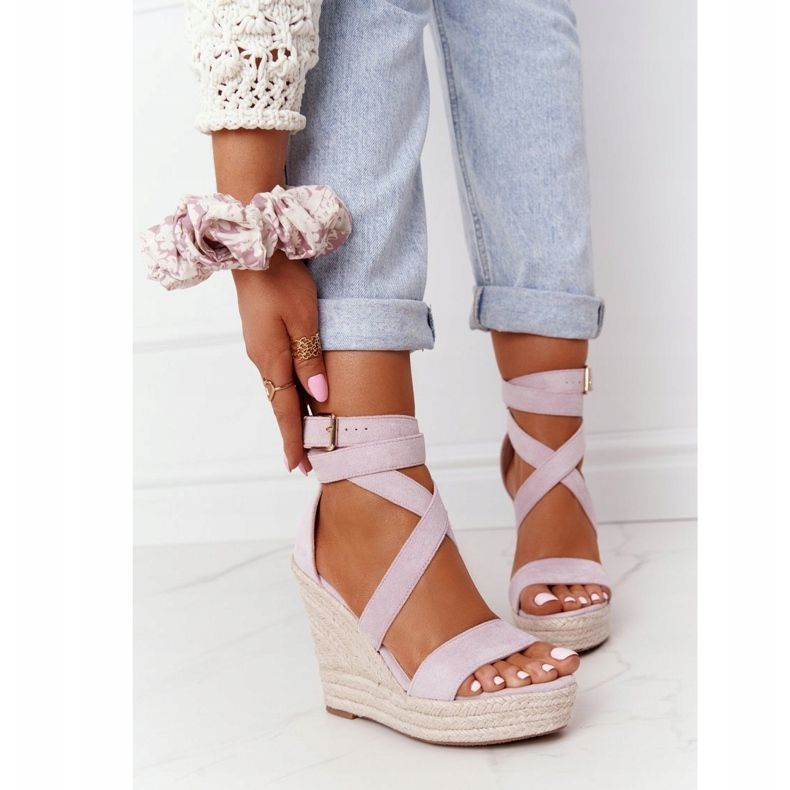 MSMG Sandales Compensées Avec Tressé Violet Lanzarote 2
