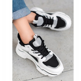 Weide Baskets à la mode avec maille blanche le noir 1