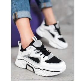 Weide Baskets à la mode avec maille blanche le noir 4