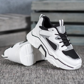 Weide Baskets à la mode avec maille blanche le noir 2