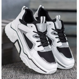 Weide Baskets à la mode avec maille blanche le noir 3