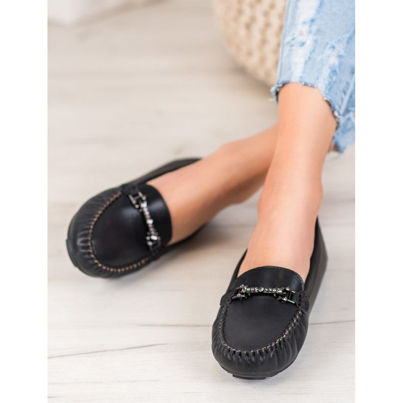 Fama Mocassins Avec Cubic Zirconia le noir 2