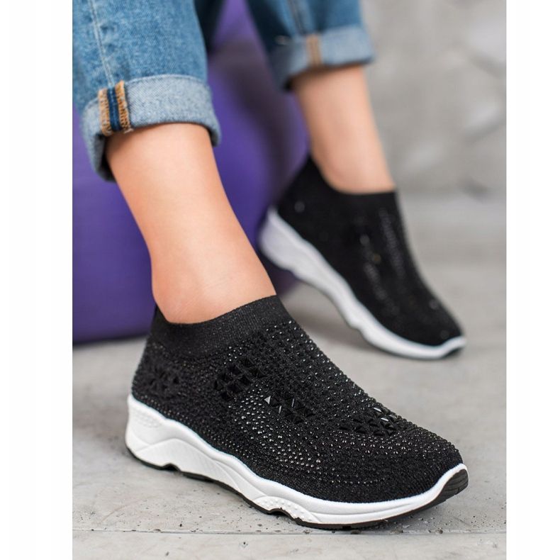 SUPER COOL Chaussures Noires Avec Cristaux 1