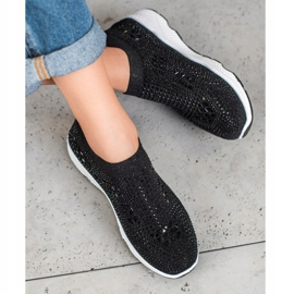 SUPER COOL Chaussures Noires Avec Cristaux 2