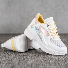 SHELOVET Baskets élégantes en cuir écologique blanc multicolore 2