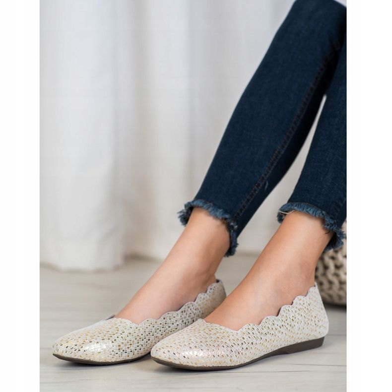 Filippo Ballerines en cuir à la mode d'or 2