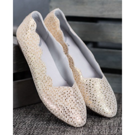 Filippo Ballerines en cuir à la mode d'or 3