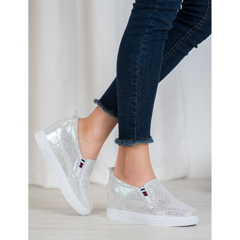 Filippo Chaussures compensées en cuir gris 2