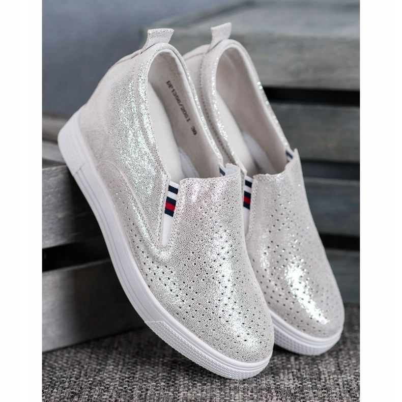 Filippo Chaussures compensées en cuir gris 1