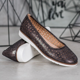 Kylie Ballerines Ajourées À Paillettes brun 2
