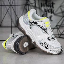 Kylie Baskets confortables à imprimé serpent blanc multicolore 1