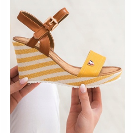 Goodin Sandales compensées à la mode brun multicolore jaune 6