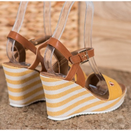 Goodin Sandales compensées à la mode brun multicolore jaune 3