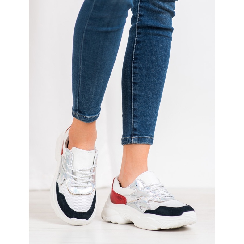 Filippo Baskets colorées en cuir blanc 2