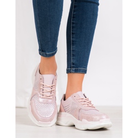 Filippo Baskets en cuir classiques rose 2