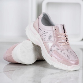 Filippo Baskets en cuir classiques rose 1