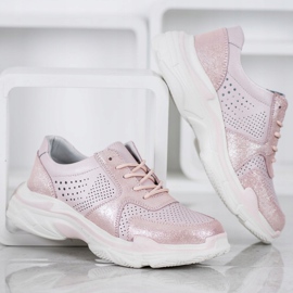Filippo Baskets en cuir classiques rose 3