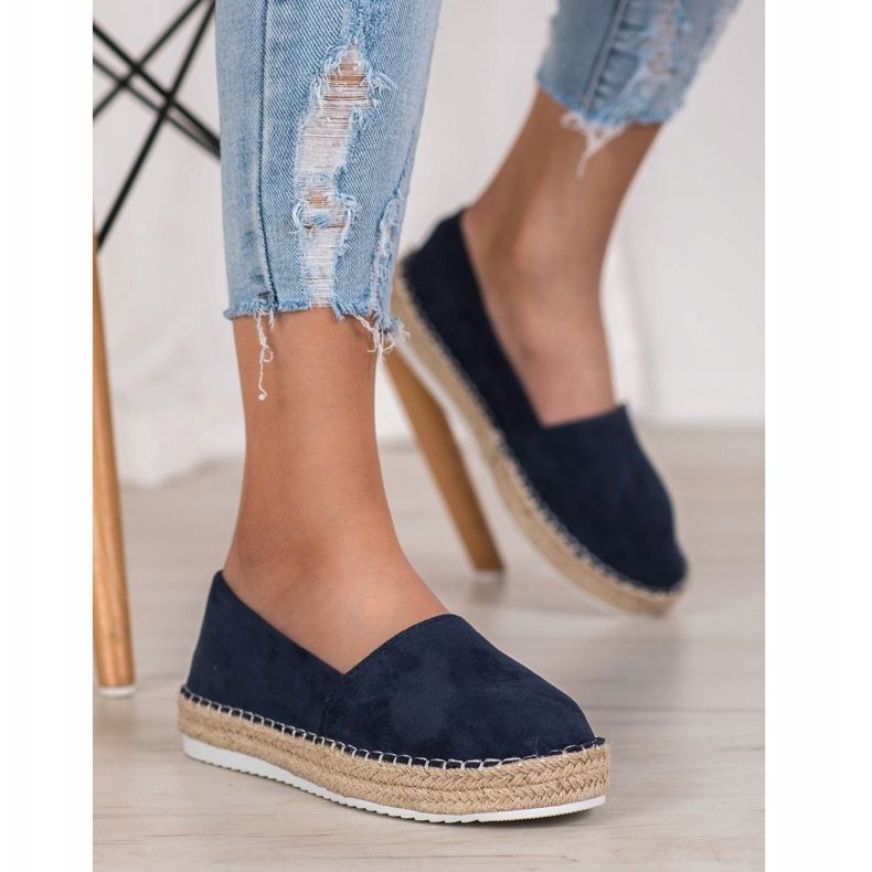 Small Swan Espadrilles en daim bleu marine 1