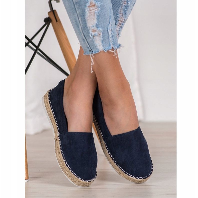 Small Swan Espadrilles en daim bleu marine 2