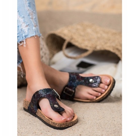 Tongs avec boucle VINCEZA noir multicolore 1