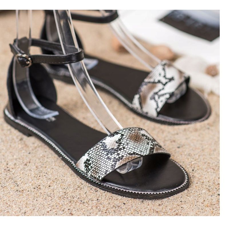 Goodin Sandales plates à imprimé serpent le noir 1