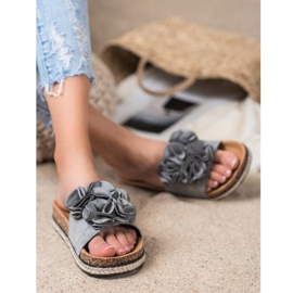 Chaussons Confortables à Fleurs VINCEZA gris 1 Chaussons Confortables à Fleurs VINCEZA gris 1