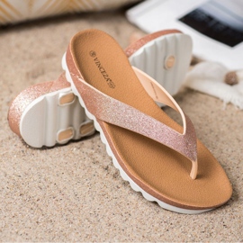 Tongs VINCEZA à paillettes rose jaune 1