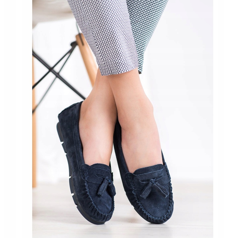 Mocassins confortables en cuir VINCEZA bleu 1