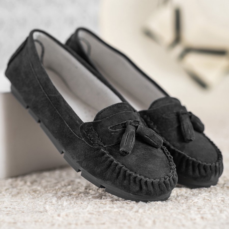 Mocassins confortables en cuir VINCEZA noir 2