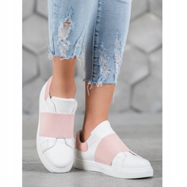 SHELOVET Chaussures à enfiler avec une bande élastique blanche rose 2