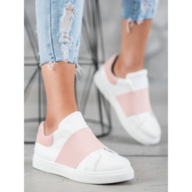 SHELOVET Chaussures à enfiler avec une bande élastique blanc rose 1
