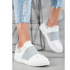 SHELOVET Chaussures à enfiler avec une bande élastique blanc gris 2