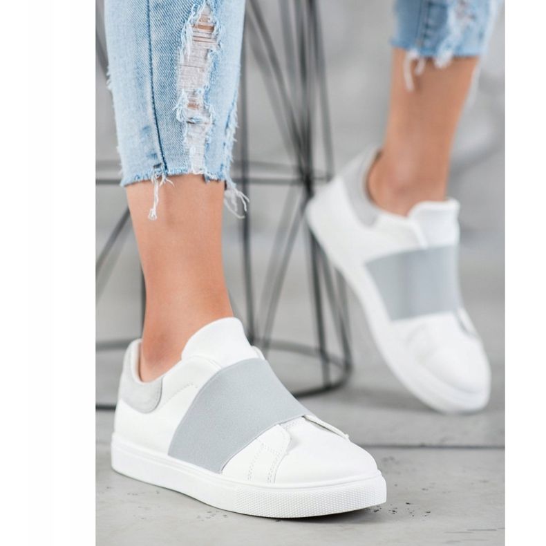 SHELOVET Chaussures à enfiler avec une bande élastique blanc gris 2