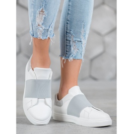 SHELOVET Chaussures à enfiler avec une bande élastique blanc gris 1